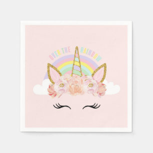 Unicorn Pink & Gold Party Napkins Servetten