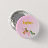 Unicorn Pink Gold Spots Girly Cute Ronde Button 3,2 Cm (Voorkant /achterkant)