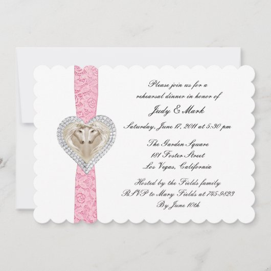 Unicorn Pink Lace Rehearsal Dinner Invitation Kaart (Voorkant)