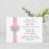 Unicorn Pink Lace Rehearsal Dinner Invitation Kaart (Staand voorkant)
