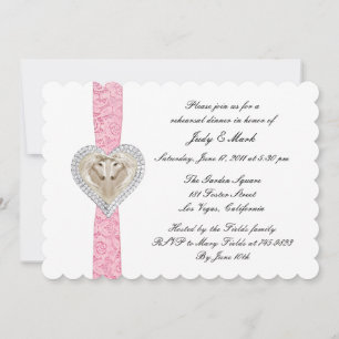 Unicorn Pink Lace Rehearsal Dinner Invitation Kaart