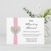 Unicorn Pink Lace Wedding Bridesmaid Kaart (Staand voorkant)