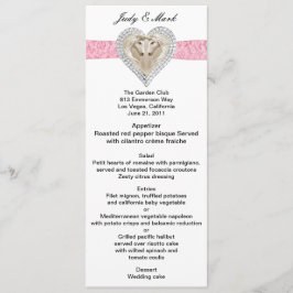 Unicorn Pink Lace Wedding Menu Kaart