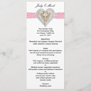 Unicorn Pink Lace Wedding Menu Kaart