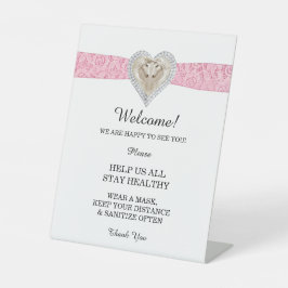 Unicorn Pink Lace Wedding Safety Reclamebord Met Voetstuk
