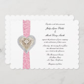 Unicorn Pink Lace Wedding Uitnodiging (Voorkant / Achterkant)