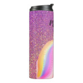 Unicorn Pink Ombre Glitter Gepersonaliseerd Thermosbeker (Gedraaid links)