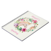 Unicorn Pink Paars Flower Homeschool Notitieboek (Linkerzijde)
