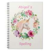 Unicorn Pink Paars Flower Homeschool Notitieboek (Voorkant)