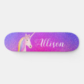 Unicorn Pink Paars Glitter Sparkles Gepersonalisee Persoonlijk Skateboard (Horizontaal)