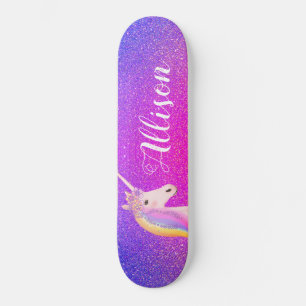 Unicorn Pink Paars Glitter Sparkles Gepersonalisee Persoonlijk Skateboard