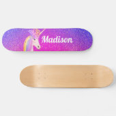 Unicorn Pink Paars Glitter Sparkles Gepersonalisee Persoonlijk Skateboard (Horizontaal)
