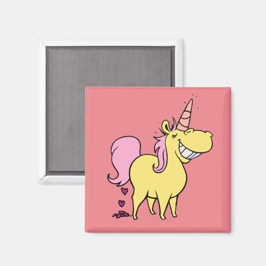 unicorn pink square magnet (Voorkant / Achterkant)