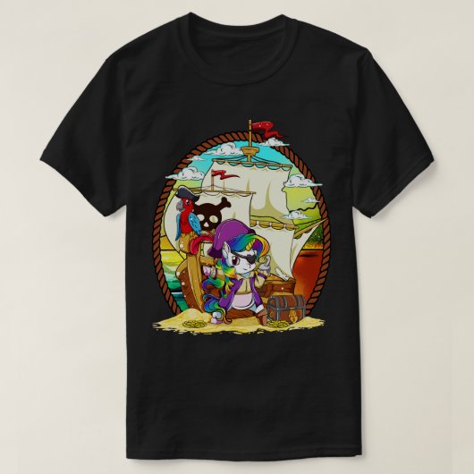 Unicorn Pirate Party Magical Ship Cute Girly T-shirt (Design voorkant)