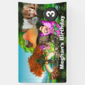 Unicorn pixie regenboogfantasie bosland foto spandoek (Verticaal)