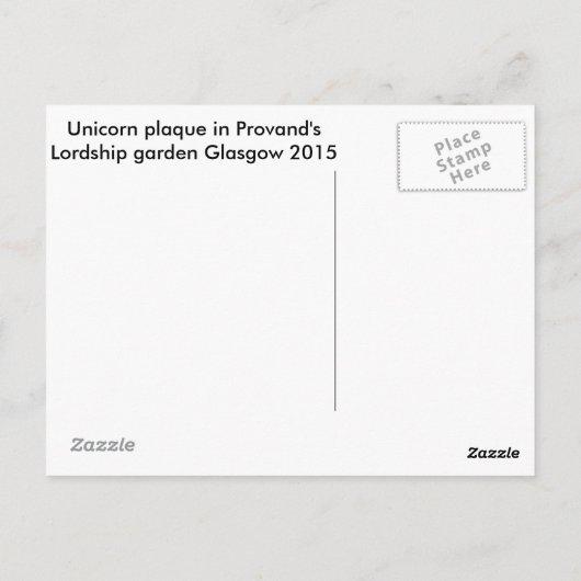 Unicorn Plaque Briefkaart (Achterkant)