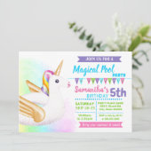 Unicorn poel zomerfeest pastelregenboog kaart (Staand voorkant)