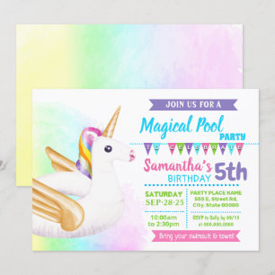 Unicorn poel zomerfeest pastelregenboog kaart