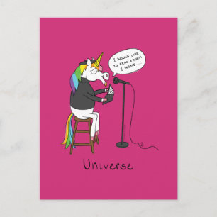 Unicorn Poet Cute Cartoon Briefkaart