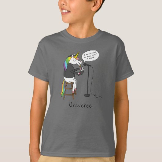 Unicorn Poet Cute Cartoon T-shirt (Voorkant)