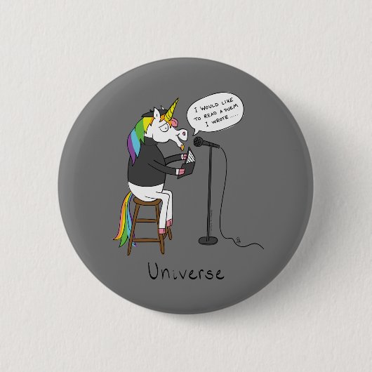 Unicorn Poetry Funny Cute Cartoon Ronde Button 5,7 Cm (Voorkant)