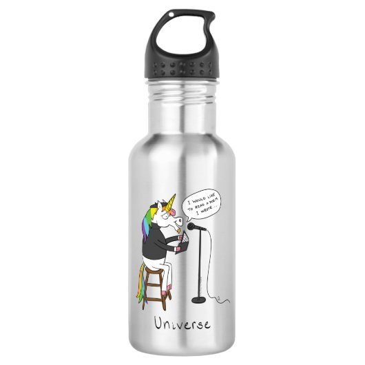 Unicorn Poetry Poet Funny Waterfles (Voorkant)