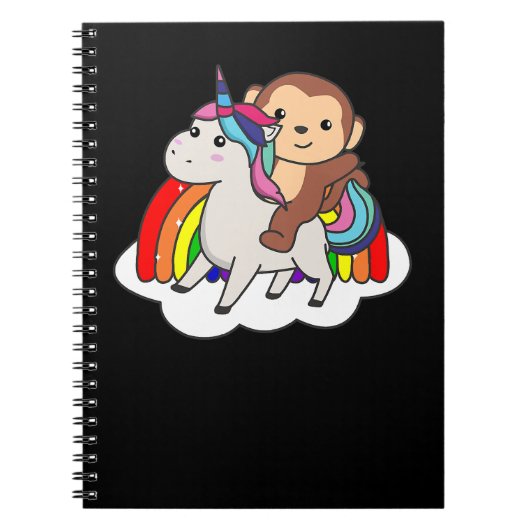 Unicorn Pony aap op de Unicorn regenboogdieren zwe Notitieboek (Voorkant)