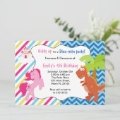 Unicorn Pony Dinosaur Invitation Birthday Party Kaart (Staand voorkant)