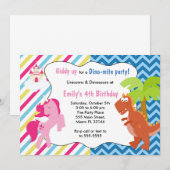Unicorn Pony Dinosaur Invitation Birthday Party Kaart (Voorkant / Achterkant)