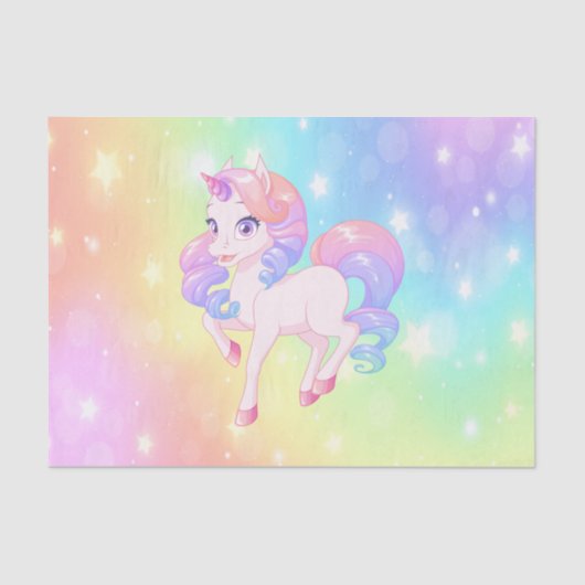 Unicorn Pony pastel regenboogstars ontkoppelen Tissuepapier (Voorkant)