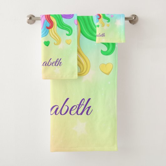 Unicorn Pony Rainbow Stars pastel Girly Magical Bad Handdoek (Insitu)