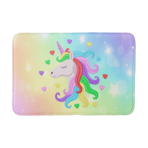 Unicorn Pony Rainbow Stars pastel Girly Magical Badmat