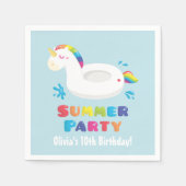 Unicorn Pool Float Summer Birthday Party Napkins Servetten (Voorkant)