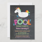 Unicorn Pool Party Birthday Beach Float Invites Kaart (Voorkant)
