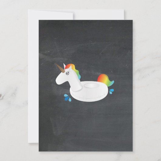 Unicorn Pool Party Birthday Beach Float Invites Kaart (Achterkant)