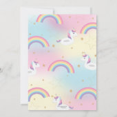 Unicorn Pool Party Birthday Invitation Girls Kaart (Achterkant)