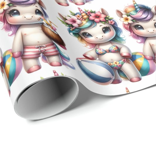 Unicorn Pool Party  Cadeaupapier (Rol Hoek)