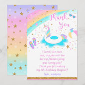 Unicorn Pool Party - Hartelijk dank Kaart (Voorkant / Achterkant)