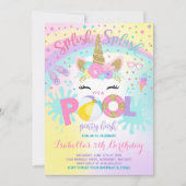 Unicorn Pool Party Invitation Pool Birthday Party Kaart (Voorkant)