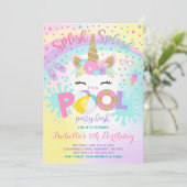Unicorn Pool Party Invitation Pool Birthday Party Kaart (Staand voorkant)