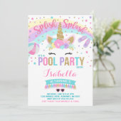 Unicorn Pool Party Invitation Pool Birthday Party Kaart (Staand voorkant)