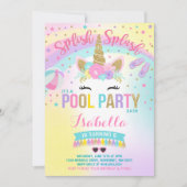 Unicorn Pool Party Invitation Pool Birthday Party Kaart (Voorkant)