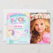Unicorn Pool Party Invitation Pool Birthday Party Kaart (Voorkant)