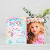 Unicorn Pool Party Invitation Pool Birthday Party Kaart (Staand voorkant)