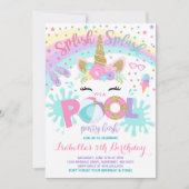 Unicorn Pool Party Invitation Pool Birthday Party Kaart (Voorkant)