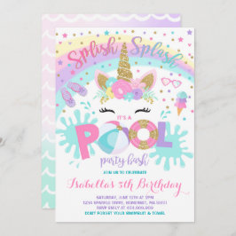 Unicorn Pool Party Invitation Pool Birthday Party Kaart