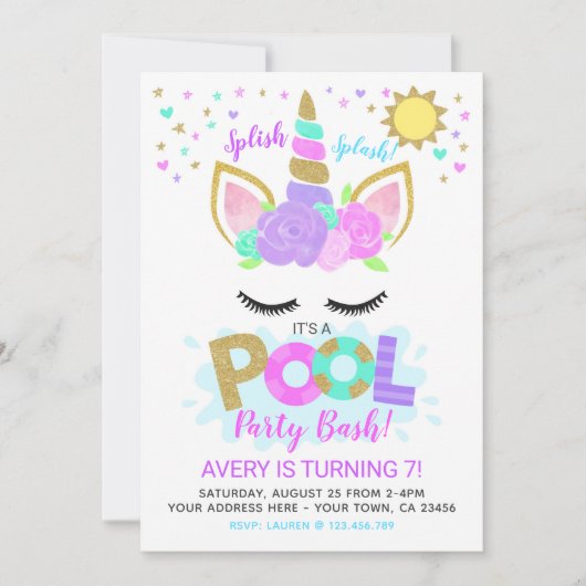 Unicorn Pool Party Kaart (Voorkant)