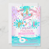 Unicorn Pool Party of Birthday Invitations Kaart (Voorkant)