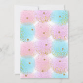 Unicorn Pool Party Pink Gold Birthday Uitnodiging (Achterkant)