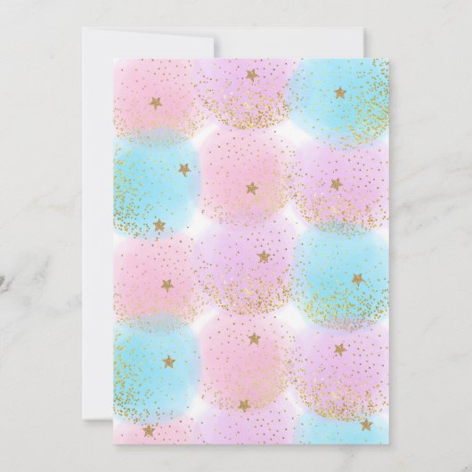 Unicorn Pool Party Pink Gold Birthday Uitnodiging (Achterkant)